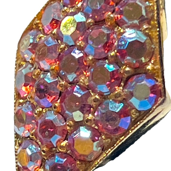 RARE VINTAGE 1950s PINK RHINESTONES Cocktail Ring JUDY LEE JEWELRY - Picture 14 of 15